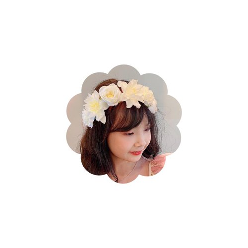 Hanfluenve Flower Tiara Headpiece for Women Princess Headband for Little Girls Bridesmaid Floral Crown Fairy Dress Woman Hair Accessory for Wedding (white)
