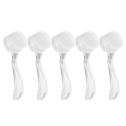 5Pcs Soft Nail Dust Cleaning Brush with Fine Handle Grip, Portable Nail Art Fingernail Scrub Cleaning Brushes, Manicure DIY Nail Tool(White)