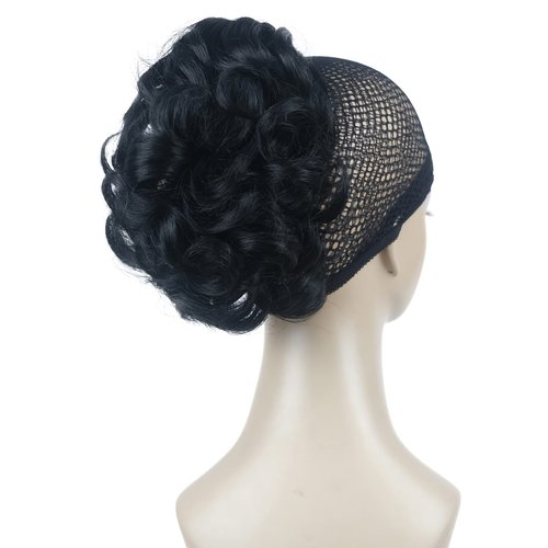 Aimole 6" Short Curly Synthetic Ponytail Clip in Claw Extensions 80g with a jaw/claw clip(1 Jet Black)