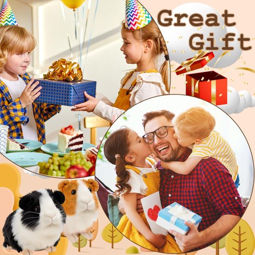 redaica Valentines Day Gifts for Kids, 2pc Guinea Pig Stuffed Animals Realistic Plush Cute Valentine Stuffed Animals Toys, Small Live Animals Pet Doll for Boys Girls Valentines Day Classroom Gifts