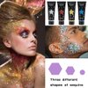 Gl-Turelifes Face Body Glitter Gel Sequins for Eyes, Lips,Hair, Nail, Face and Body - Mermaid Flakes Chunky Glitter Festival Accessory 30ml (#01 Green)