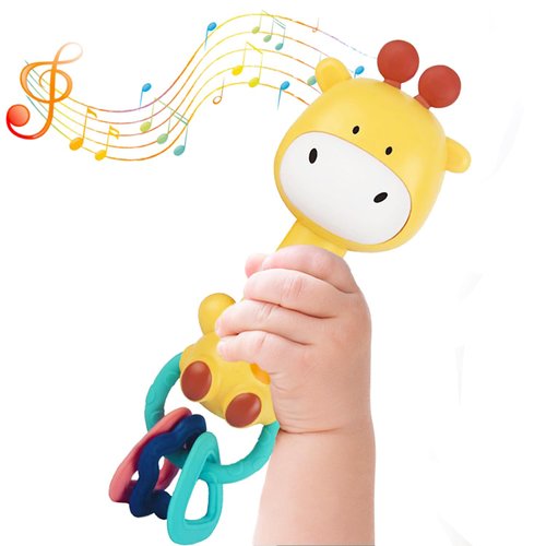 Baby Music Rattle Toy, Baby Teething Toy for Infants 6-12-18 Months Toddlers Sensory Toys Baby Boy Girl Gifts (Giraffe)