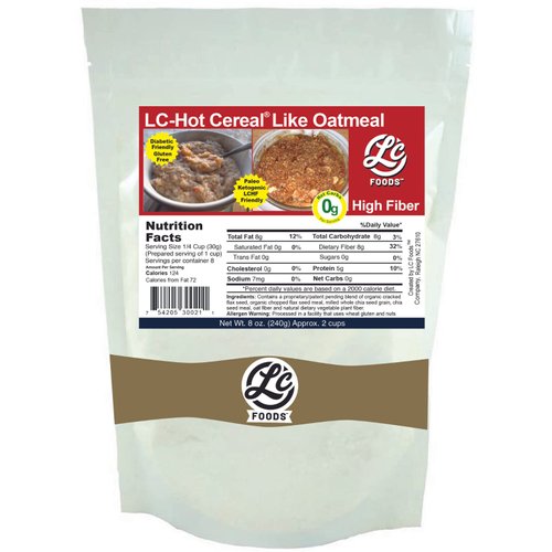 LC Foods Hot Cereal | All Natural Ingredients | Low Carb Oatmeal | Diabetic Friendly | Gluten-free | No Sugar | Delicious Taste Low Carb Cereal Perfect for Breakfast (8 Oz)