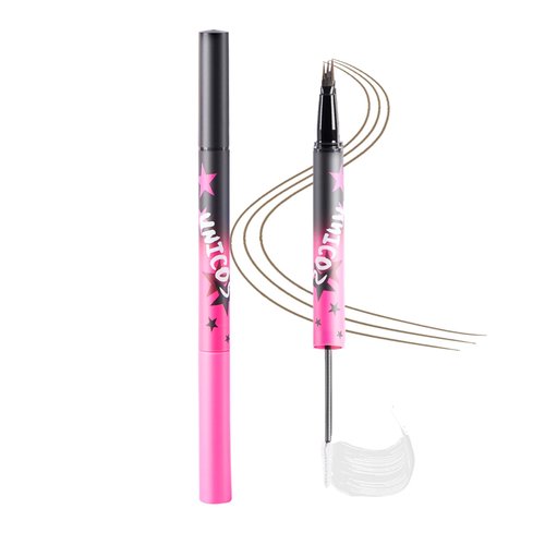 UNICOS Dual-Sided Eyebrow Gel Pen, Eye Makeup, Eyebrow Pencil with a Micro-Fork Tip Applicator, Water & Smudge Proof,Dual-Sided Brow Brush, All Day Hold,Vegan & Cruelty-Free(1 count) (Light Brown)