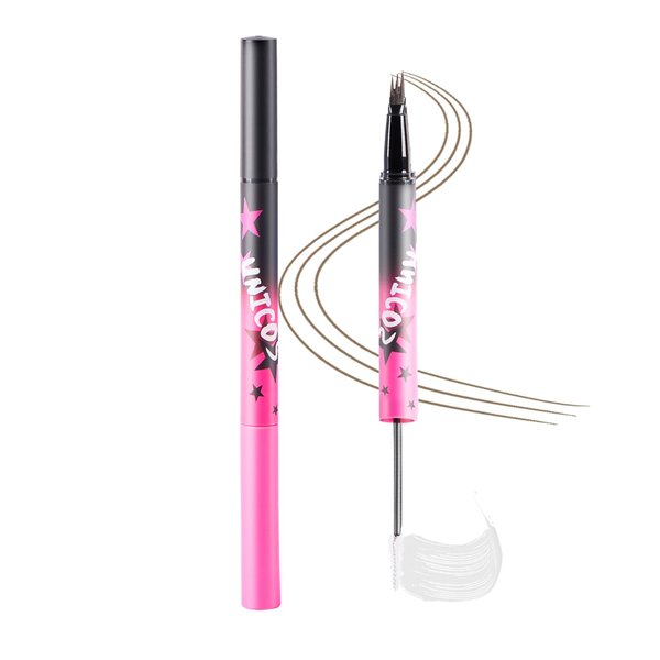 UNICOS Dual-Sided Eyebrow Gel Pen, Eye Makeup, Eyebrow Pencil with a Micro-Fork Tip Applicator, Water & Smudge Proof,Dual-Sided Brow Brush, All Day Hold,Vegan & Cruelty-Free(1 count) (Light Brown)