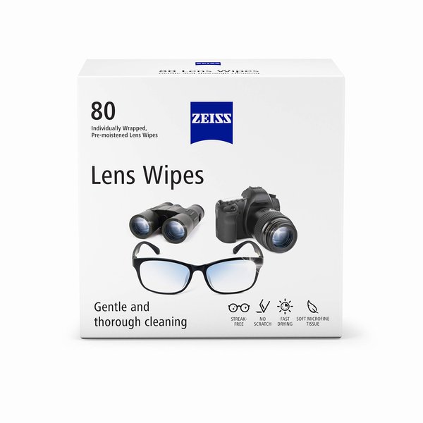 ZEISS Pre-Moistened Lens Cleaning Wipes, 80 Count