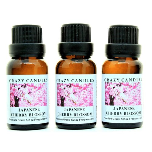 Japanese Cherry Blossom (Made in USA) 3 Bottles 1/2 FL Oz Each (15ml) Premium Grade Scented Fragrance Oil