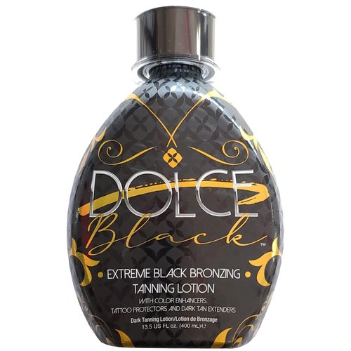 Dolce Black Bronzer Tanning Lotion - Indoor/Outdoor for Tattoo & Color Fade Protection - Anti-Orange, Anti-Aging & Anti-Wrinkle Natural Tanning Bed Lotion