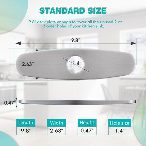 Kicimpro Faucet Plates to Cover Holes Stainless Steel Brushed Nickel Deck Plate for 1 or 3 Hole Bathroom or Kitchen Sink Faucet 9.8 Inch Round Faucet Escutcheons