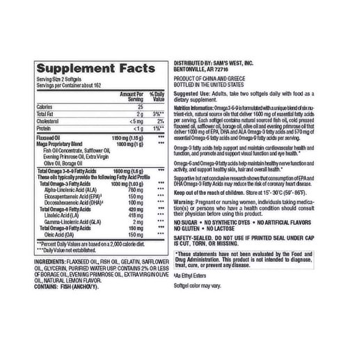 Members Mark Omega 3-6-9 Dietary Supplement (325 Count)