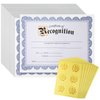 Best Paper Greetings 48 Sheets Blue Floral Certificate of Recognition Paper for Printing with Gold Foil Sticker Seals|Customizable|Border for Graduation,DiplomaCompletion Award Documents(8.5x11")