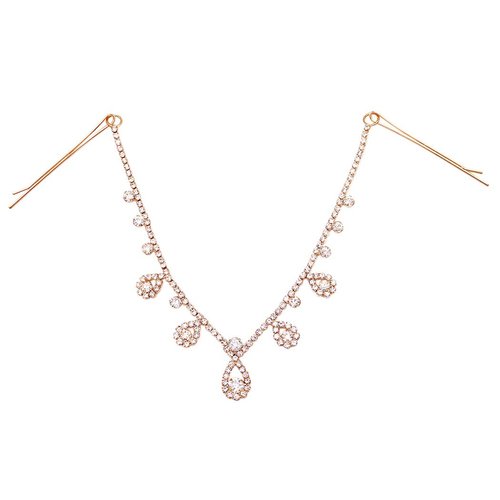 Rosemarie & Jubalee Women's Draping Teardrop Crystal Rhinestone Tikka Hair Comb Circlete Diadem Head Chain Crown Tiara, 8" (Teardrop Gold Tone)