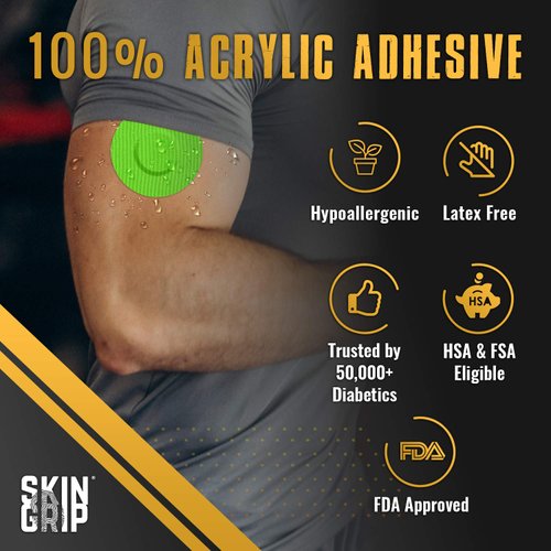 Skin Grip Adhesive Patches for Freestyle Libre 2 – Waterproof & Sweatproof for 10-14 Days, Pre-Cut Adhesive Tape, Continuous Glucose Monitor Sensor Cover – 20 Pack, Rainbow Variety