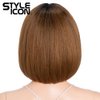 Style Icon Bob Wig Human Hair Wigs for Black Women No Lace Front wigs Glueless Wigs with Baby Hair 150% Density (8 Inches, TT1B/30)