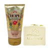 Bath & Body Works HOPE Winter Peach Marshmallow Body Scrub with a Wild Jasmine Bar Soap - Full Size