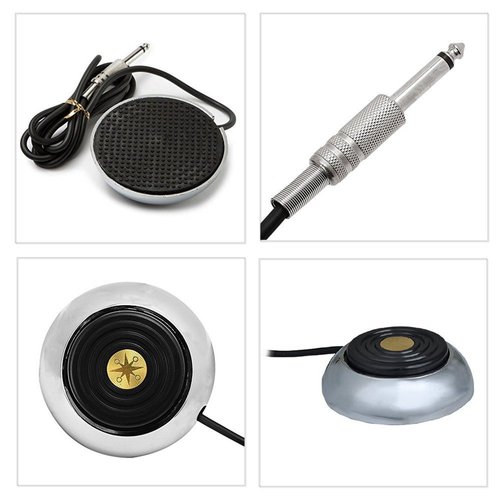 Tattoo Pedal Switch, BoChang Round Gem Pro Stainless Steel Tattoo Foot Pedal Switch 360 Degree Switch w/ 5 ft. Power Cord Controller for Tattoo Machine Power Supply, Tattoo Supplies, Tattoo Kits