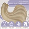 Full Shine Weft Human Hair Extensions Blonde Highlights Real Human Hair Weft Human Hair Extensions #27/613 Honey Blonde Mix Platinum Blonde Weft Hair Extensions Caramel Blonde Highlights Silky Straight 105g 18inch