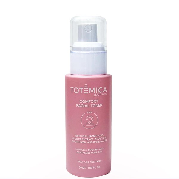 TOTEMICA Comfort Facial Toner with Hyaluronic Acid & Rose Water, Alcohol-Free, Hydrating Mist for All Skin Types, Vegan, Cruelty-Free (1.69 Fl Oz)