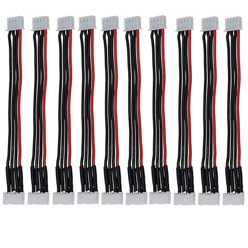 Yiqigou 10pcs 15cm JST-XH 3S 4Pin Connector Adapter Plug Wire Balance Extension Cable JST-XH 2S 3S 4S 5S 6S Plug Balance Charger Silicone Wire Extension (3S)