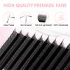 NATUHANA Sandwich Clover W Shape Eyelashes Extension Triple-Core 3D Premade Fans 0.07mm D Curl 8-14mm Mixed Tray Lash Extensions Blooming Flower Eyelash 12 Rows/Case (S3D black;0.07 D, 8-14 MIX)