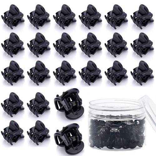 BOARDFEB 48 Pcs Mini Hair Claw Clips for Girls Women Small Hair Clips Tiny Plastic Jaw Clips Non Slip Pins Hair Clamps(Black)