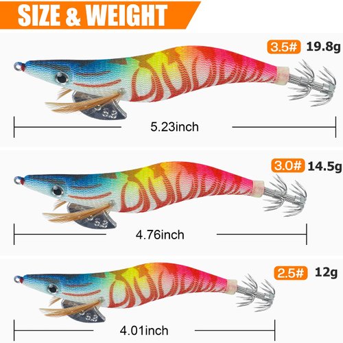 Squid Jig Hook Hard Fishing Lures - 10Pcs Luminous Fishing Shrimp Lure Bait Artificial Baits Kit Bionic Plastic 3D Eyes Fake Prawn Glow Bait Octopus Cuttlefish Fish Hooks