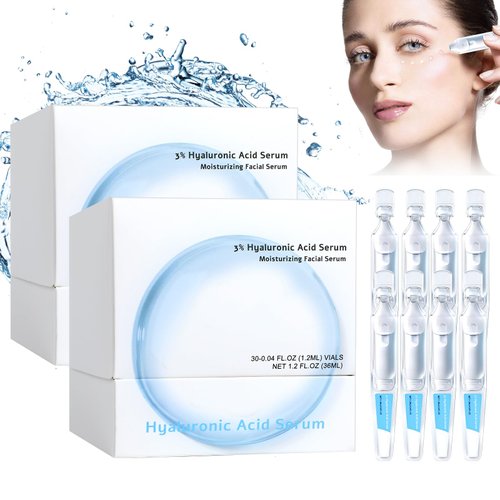 3% Hyaluronic Acid Serum Ultra-Hydrating Vials,Hyaluronic Acid Tubes,Glass Ultra-Hydrating Serum,Hyaluronic Acid Serum for Face,Ultra Hydrating Serum,3% Hyaluronic Acid Serum for Skin Repair(2pcs)
