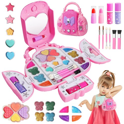Topsolid Kids Makeup Kit for Girl, Real Washable Makeup for Kids with Mirror, Kids Makeup Sets for Girls 5-8, Princess Toys Cosmetic Set, Christmas & Birthday Gifts Toys for 3 4 5 6 7 8 Year Old Girls