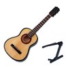 Dselvgvu Wooden Miniature Guitar with Stand and Case Mini Musical Instrument Miniature Dollhouse Model Home Decoration Ornament (5.91"x2.17"x0.74").