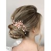 Heread Leaf Bride Wedding Hair Comb Crystal Bridal Hair Accessories Pearl Hair Piece for Women and Girls (B Rose Gold)