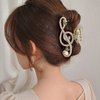 Gold Music Note Hair Clip, Metal Claw Clips for Women Girls Musical Score Hair Design Hair Accessories Strong Hold Jaw Clips for Thick Hair