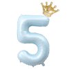 40-Inch Light Blue Number 5 Balloons With Crown, 5th Birthday Decorations for Boys Girls, Children's birthday party supplies. (Light blue 5)