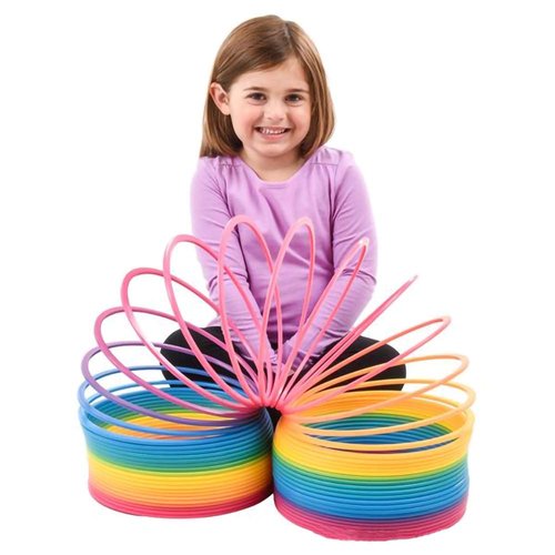 The Dreidel Company Jumbo Rainbow Plastic Coil Spring, Party Favor for Kids, Individually Wrapped, 7" (175mm) Spring (Single)