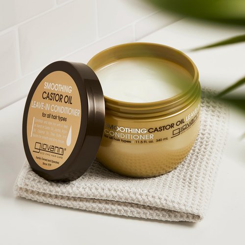 GIOVANNI Smoothing Castor Oil Leave-In Conditioner – All Hair Types, Moisturize Hair & Scalp, Hydrate & Tame Frizz, Jojoba, Argan Oil, Coconut Oil, Shea Butter, Keratin - 11.5 oz (Pack of 2)