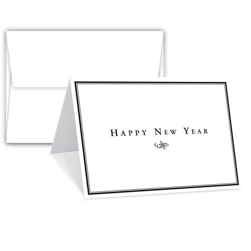 Happy New Year" Greeting Cards & Envelopes - 25 Per Pack (A2-4 1/4 x 5 1/2)