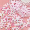 Nail Charms, Flower Bow Manicure Kit, Pink White 3D Cute Flower and Bow Nail Charms, 3D Acrylic Flowers Nail Gems with White Half Pearls Nail Art Decoration