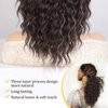 QGZ Curly Ponytail Extension,Drawstring Ponytail for Black Women 14 Inch Synthetic Short Wavy Curly Layered Pony Tails Hair Extensions for Daily Use(Reddish Brown)