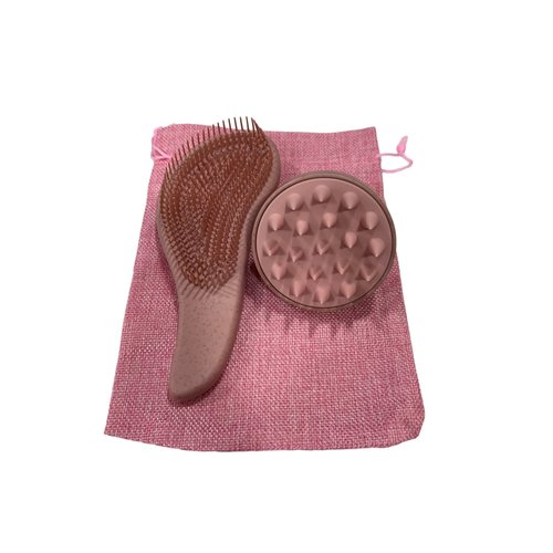 Eco-Friendly Detangler Brush w/Scalp Massager| Anit-Knot for Smooth & Frizz-Free Hair| Wet & Dry Scalp Exfoliator w/Soft Silicone Bristles| Dandruff Removal & Hair Growth (PINK)