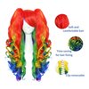 JoneTing Rainbow Ponytail Wig【+Wig Cap】Rainbow Cosplay Wig with Pigtails Curly Rainbow Wig with Double Ponytails Long Curly Multi-Red Rainbow Wigs for Halloween Christmas Party Costume Wigs for Cosers
