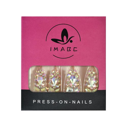 Ombre Pink Fake Press On Nails 3d Extra Long Stiletto Artificial Jewelry Full Cover False Nail With Rhinestones Luxury Bridal Wedding Professional Nail Art Salon