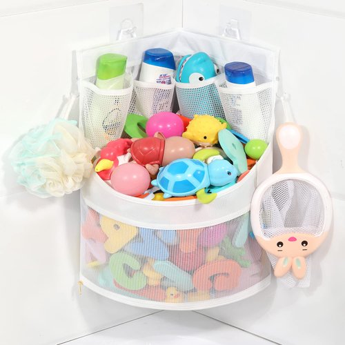 Ligereza Baby Bathtub Toy Storage - 17" x 13" Bathtub Toy Holder Mesh Bathtub Toy Holder Let Baby Bathtub Toys To Dry Faster, Bathtub Toy Organizer For 1-3 Year Old Toddler Bathtub Toys
