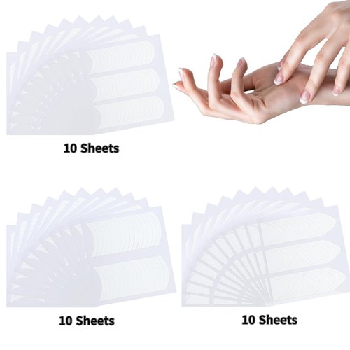 1140 Pieces French Manicure Nail Stickers Self Adhesive French Tip Nail Art Stickers V-Shaped Moon Nail Tip Strips French Manicure Nail Guides for DIY Decoration Stencil Tools Kits（30 Sheets）