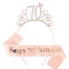 Rose Gold 70th Birthday Sash and Tiara for Women, 70th Birthday Decoration for Women, 70th Birthday Sash and Headband Set, Happy 70th Birthday Decorations, 70th Birthday Gifts for Women