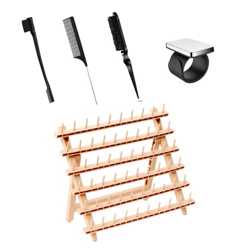 Laflare Braiding Rack for Hair with Comb set & Braid Gel Wristband & Hair clip, Hair Rack (Hair Extension Holder with 60 Pegs,) with Hair Braiding Accessories (PPCOM2)