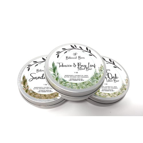 Men's Lotion Bar Set - 3 Lotion Bars 1oz Each - Sandalwood Lotion, Vanilla Oak Lotion, and Tobacco and Bay Leaf Lotion