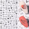 Black Nail Art Stickers Decals 8Sheets Love 3D Nail Art Stickers Heart English Letter Geometric Design Nail Foils Sexy Girl Rose Flowers Leaves Adhesive Stickers for Valentine's Day Nail Decoration