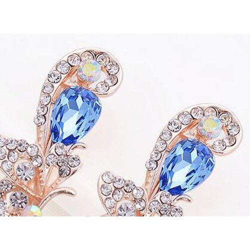 2PCS Rhinestone Flower Hair Clips Butterfly Graphics Hairpin Side Clip Bobby Pin Hair Accessories for Women Lady (Blue)