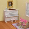 iLAND Wooden Dollhouse Furniture on 1/12 Scale for Girls of Pink Dollhouse Bedroom Set w/Piano (Sweet Doll Furniture 6pcs)