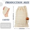 Cunhill 40 Pack Soap Saver Bag Sisal Soap Bag Exfoliating Soap Pouch with Drawstring Bar Soap Bag with Wooden Bead Foaming and Drying Soap Exfoliating Net Soap Saver for Bath and Shower