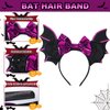 CIVFCRT Halloween Mouse Ears Headbands Purple Bat Purple Shiny Bows Mouse Ears Headbands Halloween Hair Decoration and Mouse Themed Party Supplies Costume Cosplay Decoration for Women(Bat)